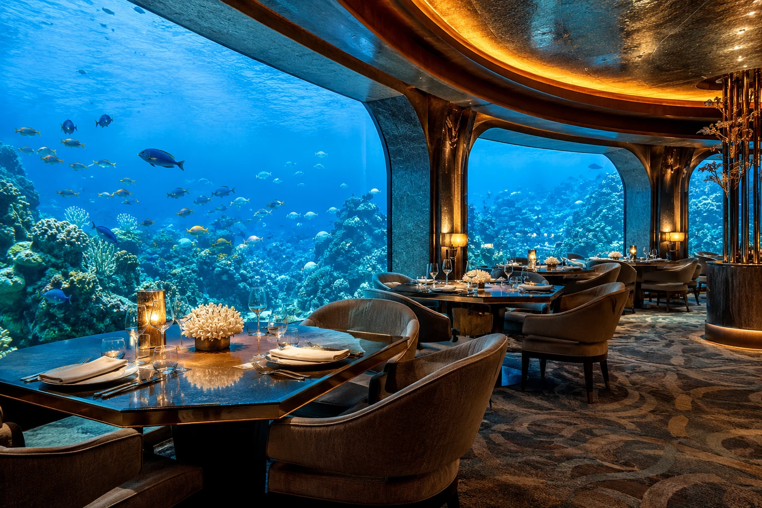 Nahansicht des fiktiven Atlantis All Inclusive Unterwasserhotels