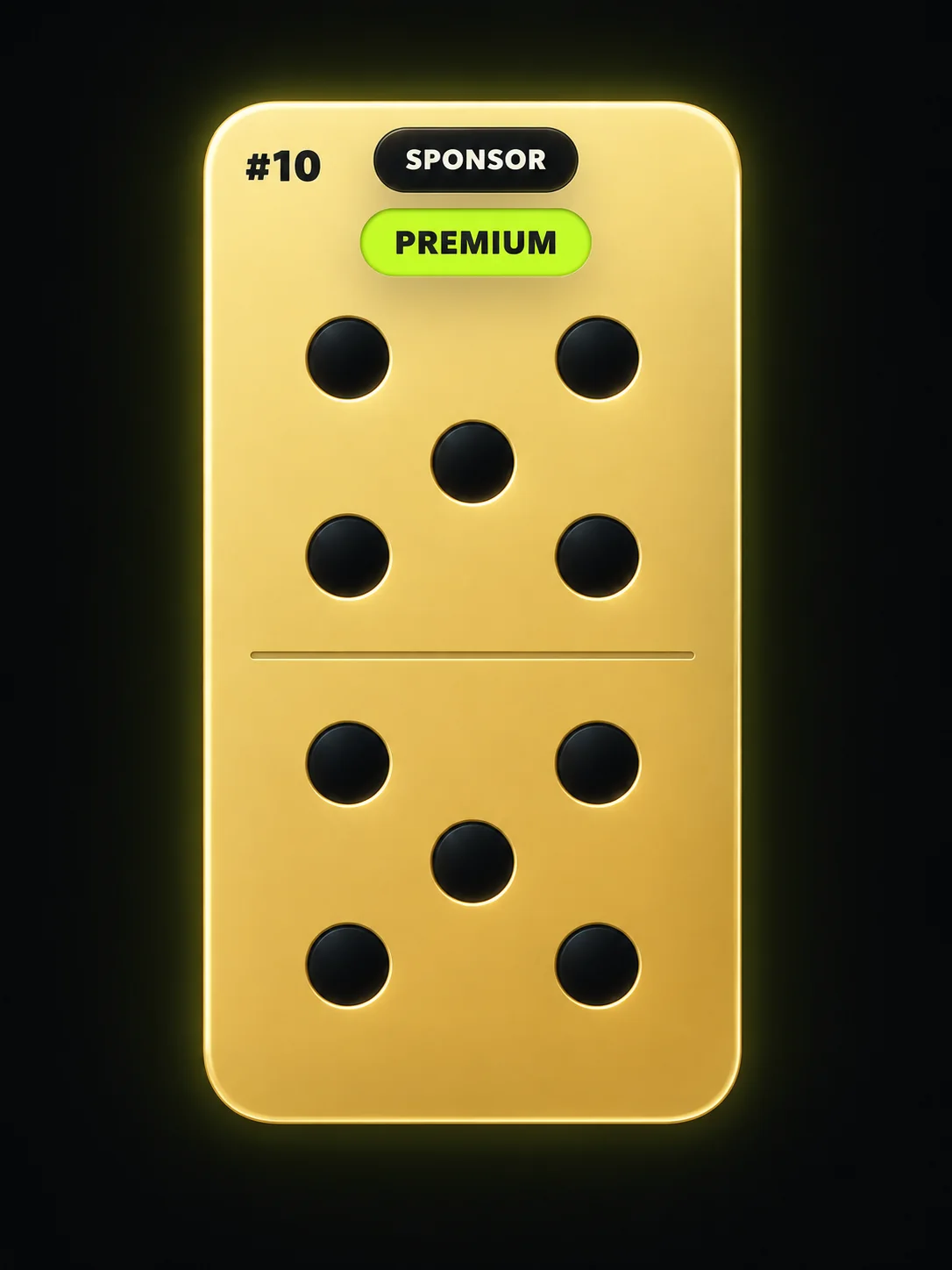 KI-Visualisierung eines goldenen digitalen Sponsor-Domino-Steins